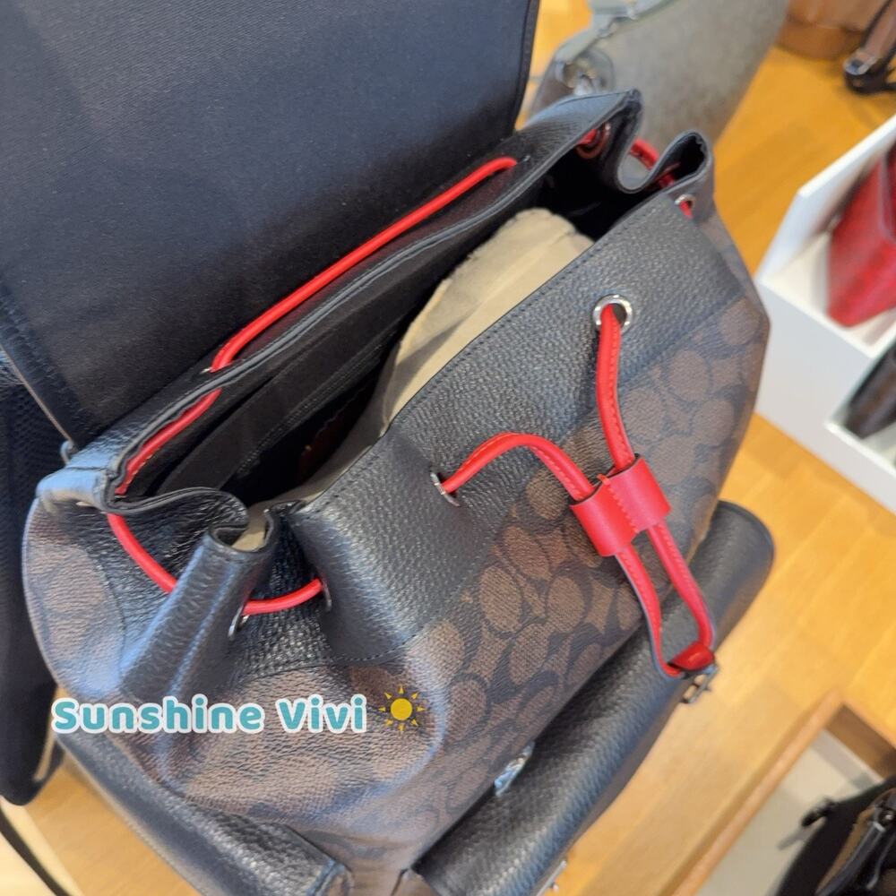 NWT Coach MEN's Sprint Backpack In Signature Canvas Gunmetal CCG13 - Picture 4 of 11